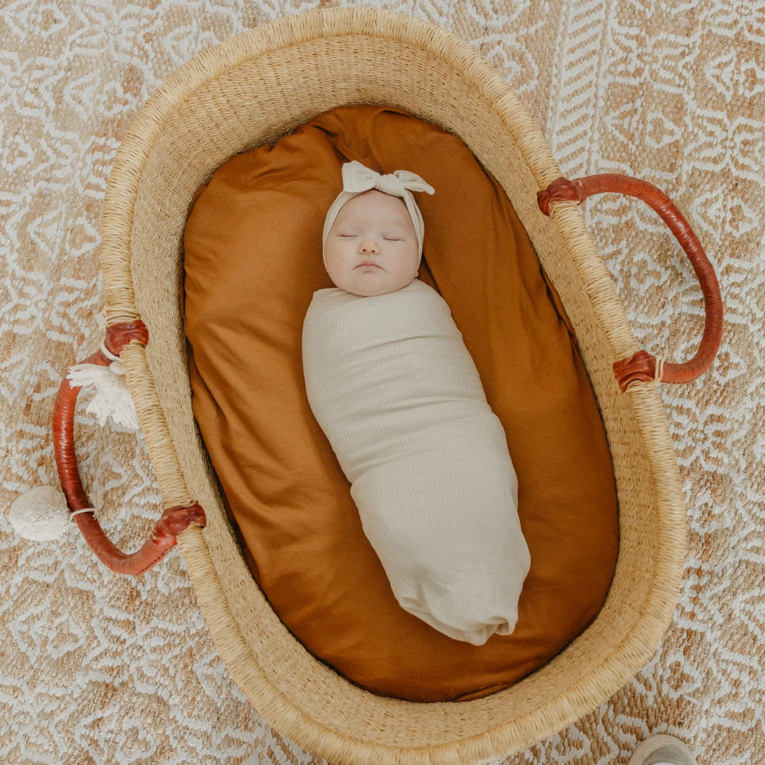 Moonstone Rib Knit Swaddle Blanket