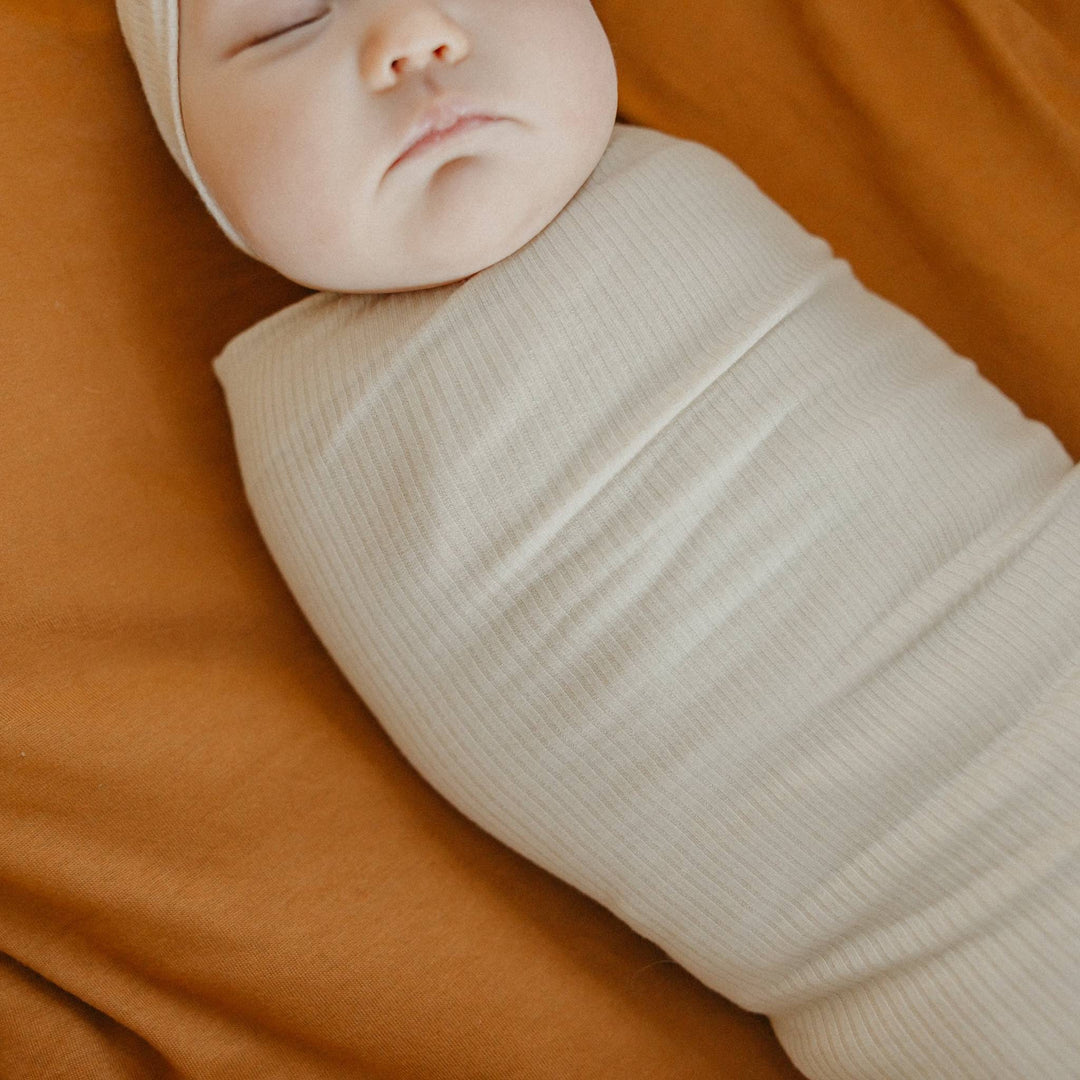 Moonstone Rib Knit Swaddle Blanket