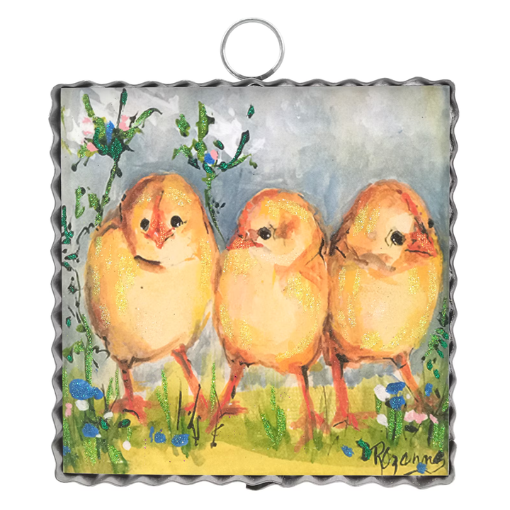 Three Baby Chick’s Scalloped Mini Print