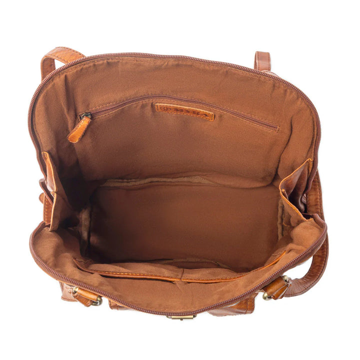 Hearthfire Buckled Genuine Leather Bag