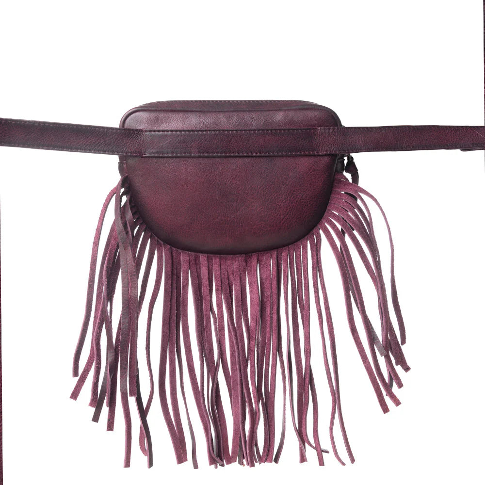 Zidana Stormy Trails Fringed Leather Bag