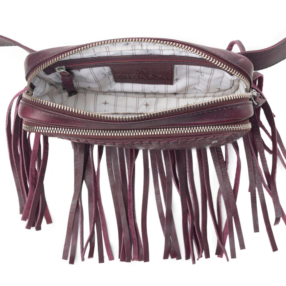 Zidana Stormy Trails Fringed Leather Bag