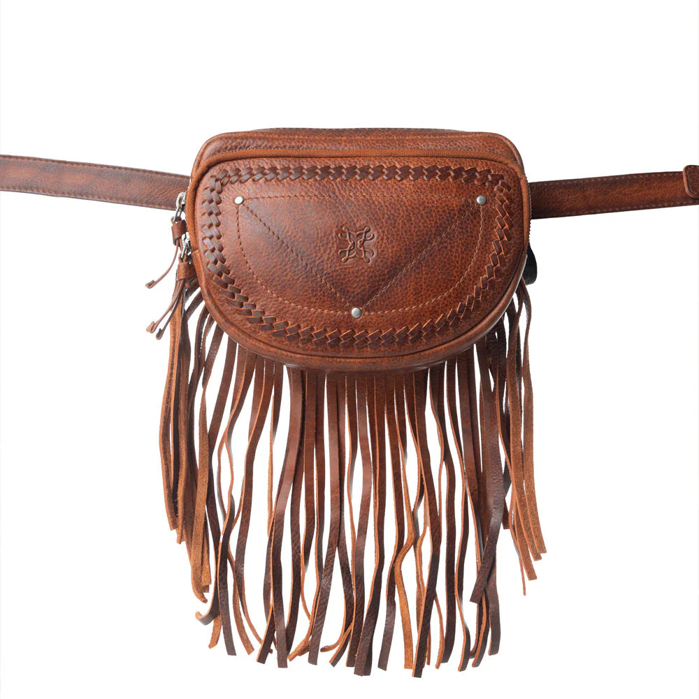 Zidana Stormy Trails Fringed Leather Bag