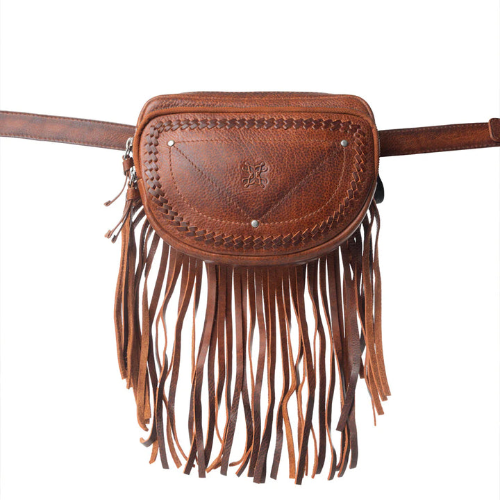 Zidana Stormy Trails Fringed Leather Bag