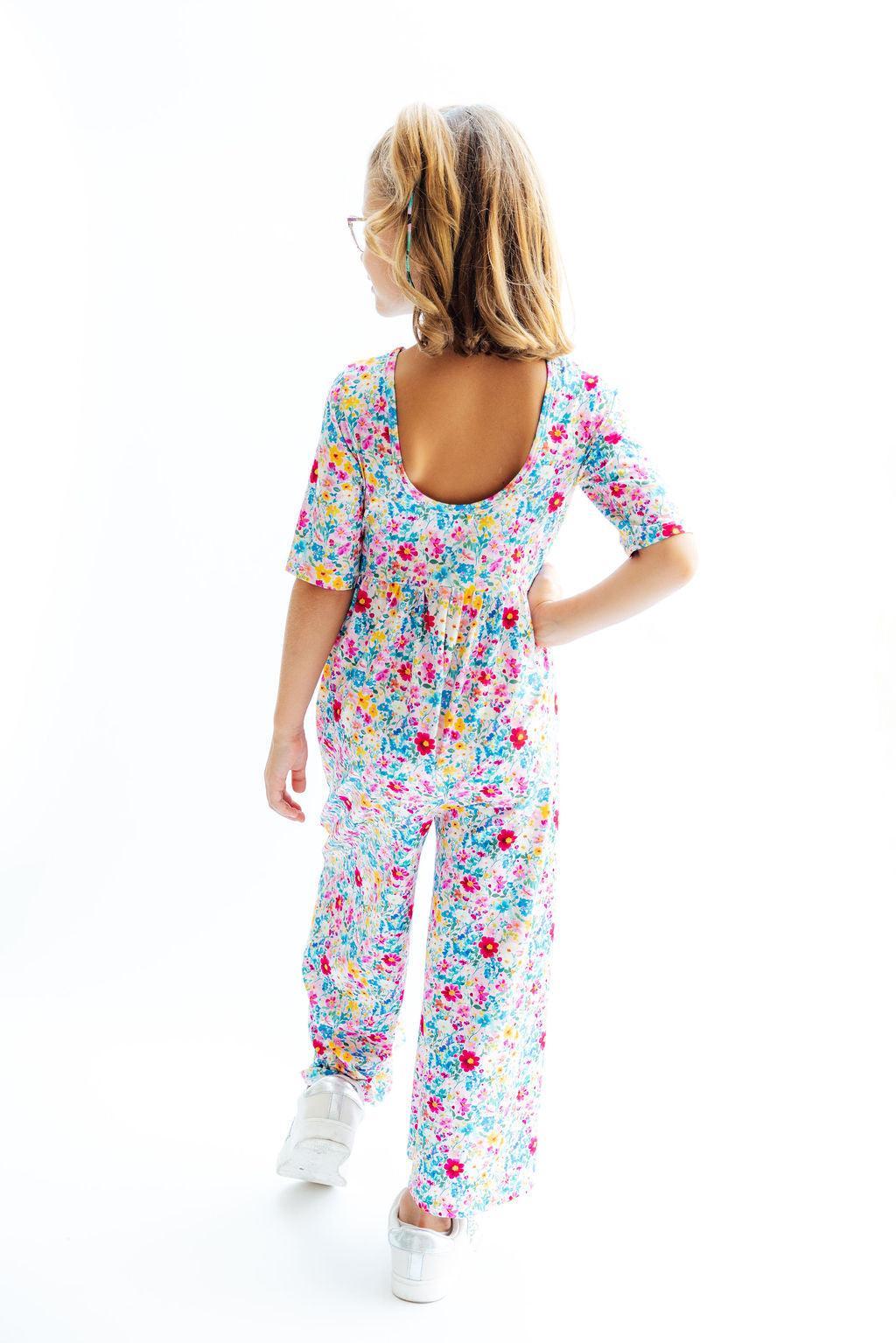 Fluttering Flowers Girl's Wide Leg Jumpsuit