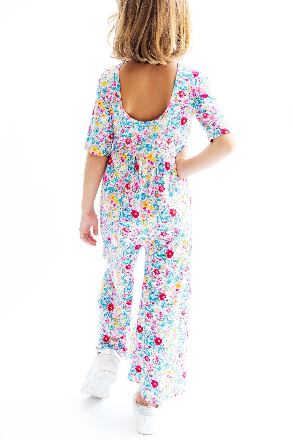 Fluttering Flowers Girl's Wide Leg Jumpsuit