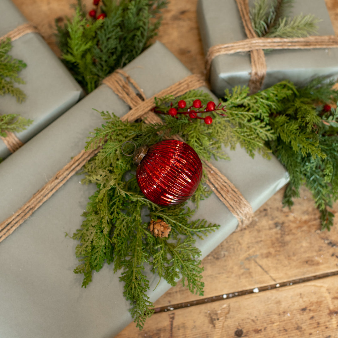 Ribbed Red Kugel Ornament