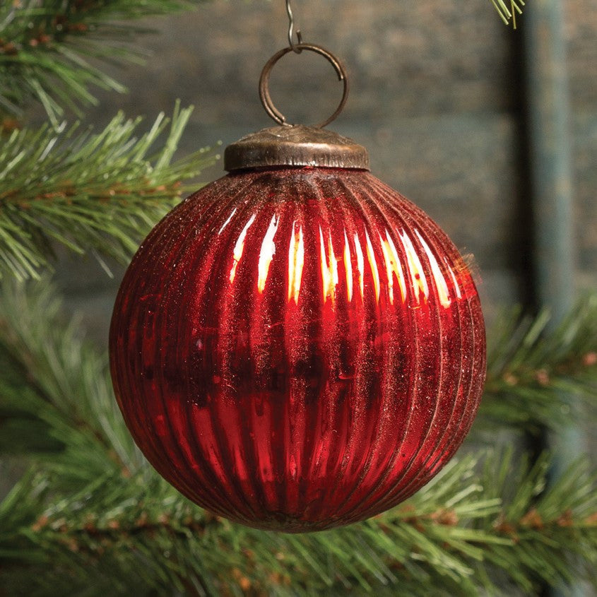 Ribbed Red Kugel Ornament