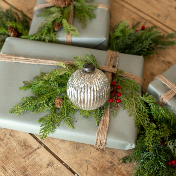Ribbed Silver Kugel Ornament