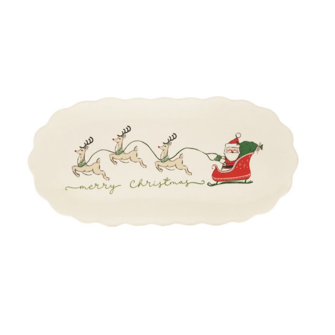 Santa Sleigh Scalloped Platter