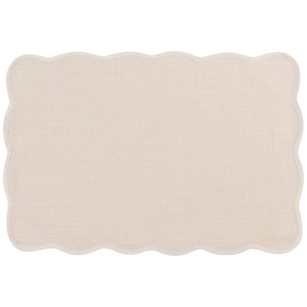 Rectangular beige bath mat on a white background