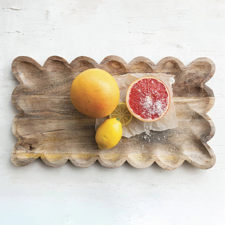 Scalloped Wood Serving Tray
