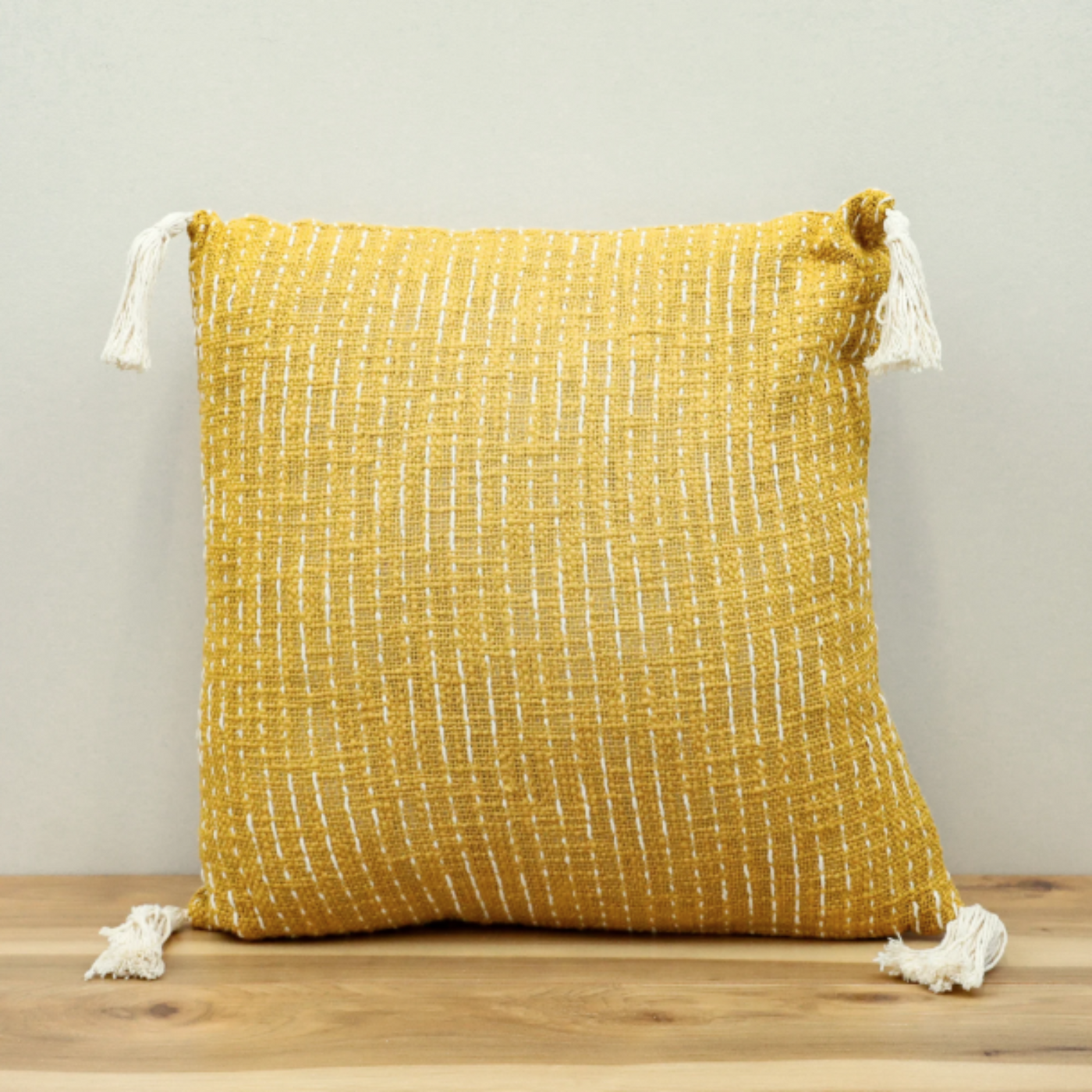 Woven Mustard Tassel Pillow