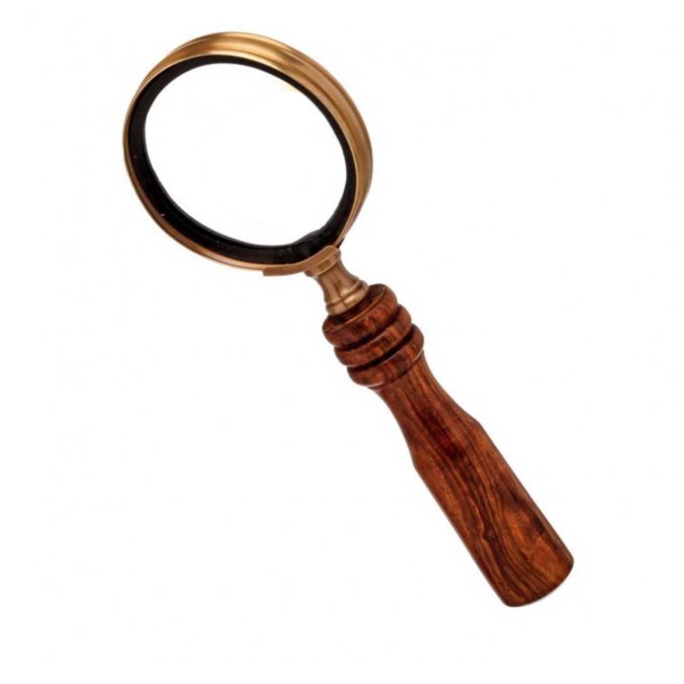 Antique Brass & Wood Magnifying Glass