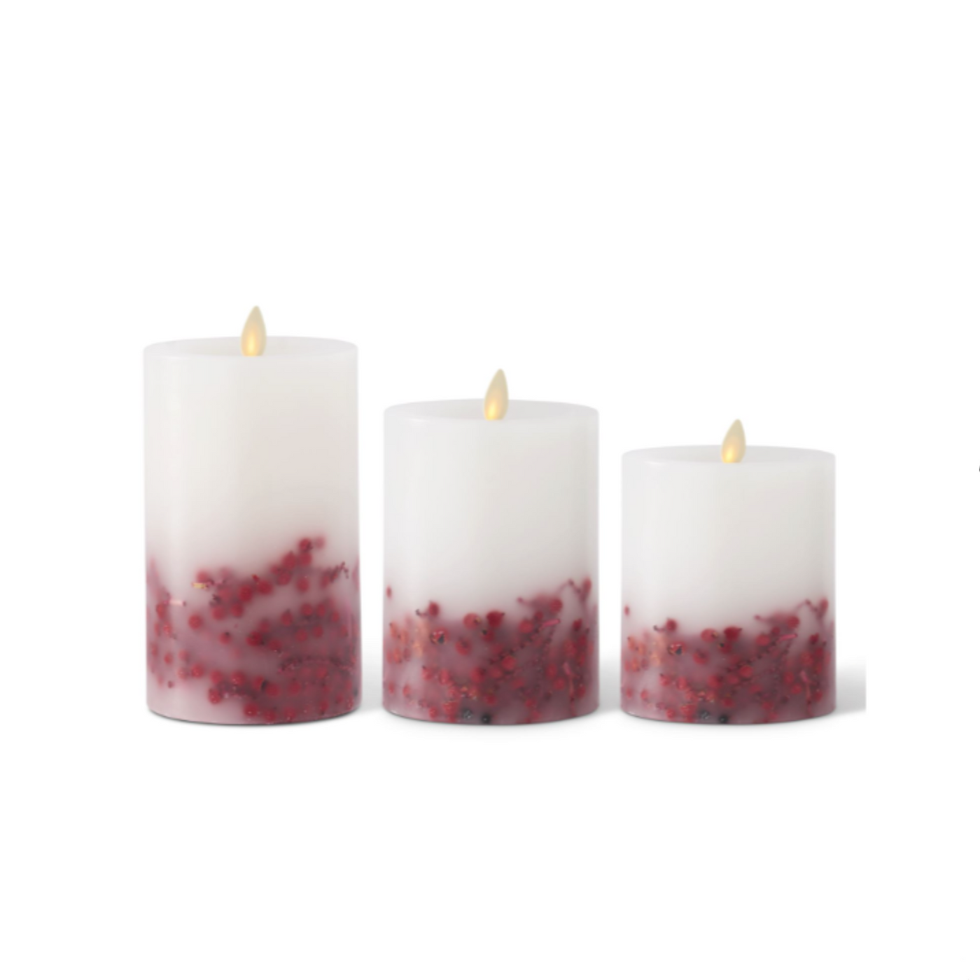 Red Berry Round Pillar Candle