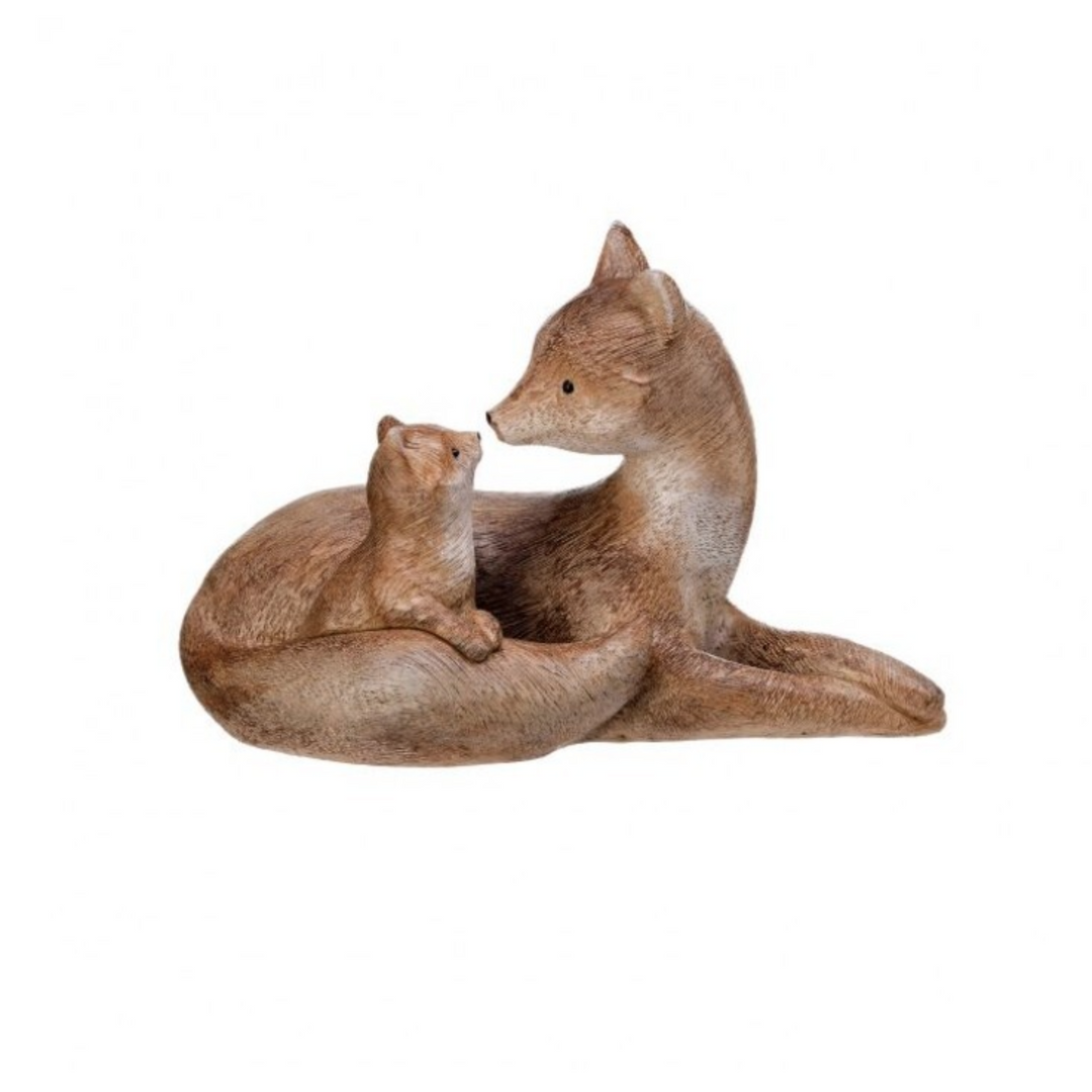 Carved Fox & Baby