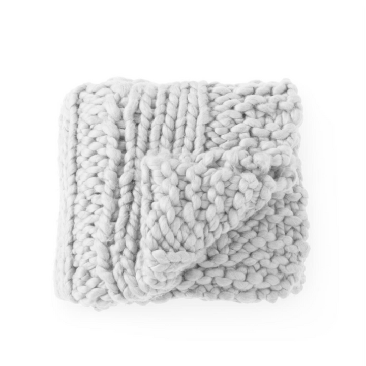 Cream Hand Knit Braided Throw