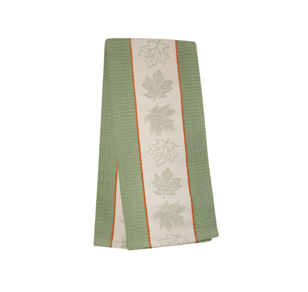 Green Maple Leaf Jacquard Dishtowel