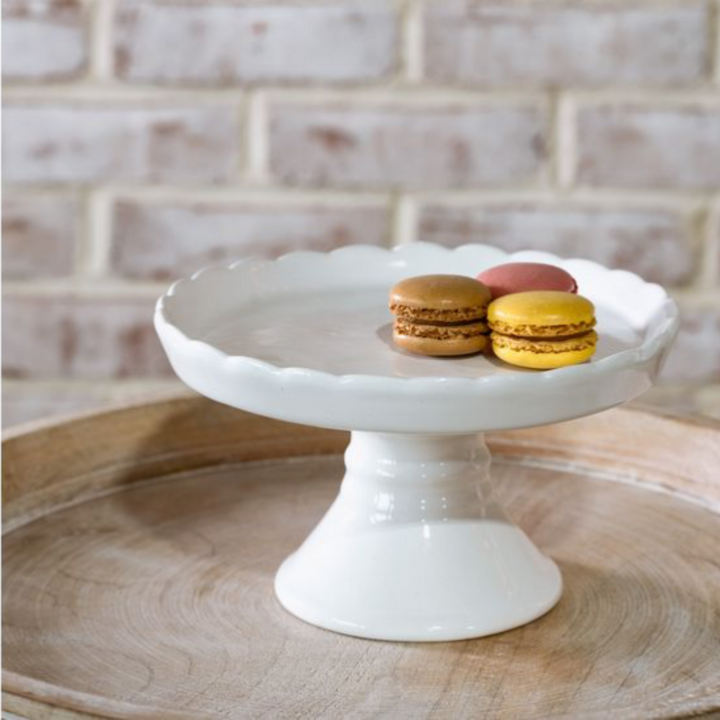 White Scalloped Pedestal
