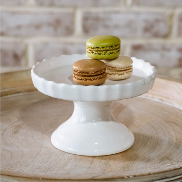 White Scalloped Pedestal