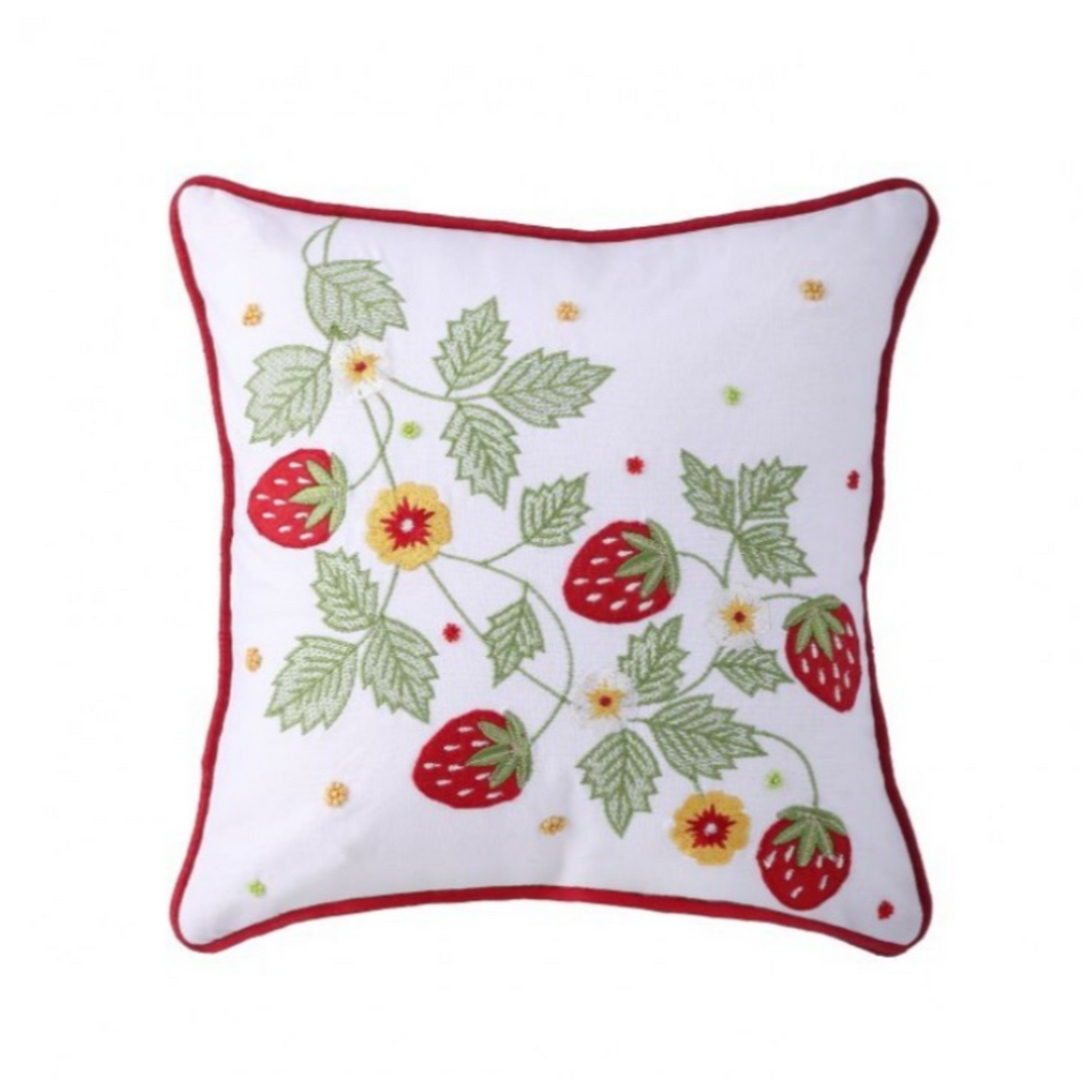 Beaded Strawberry Vine Pillow