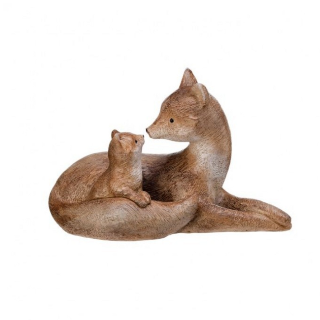 Fox Mom & Baby Figurine