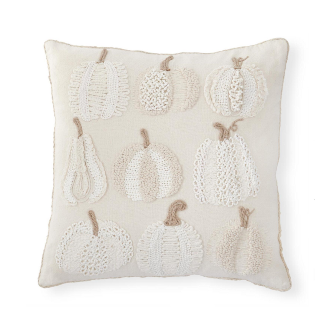 Petite Embroidered Pumpkins Pillow