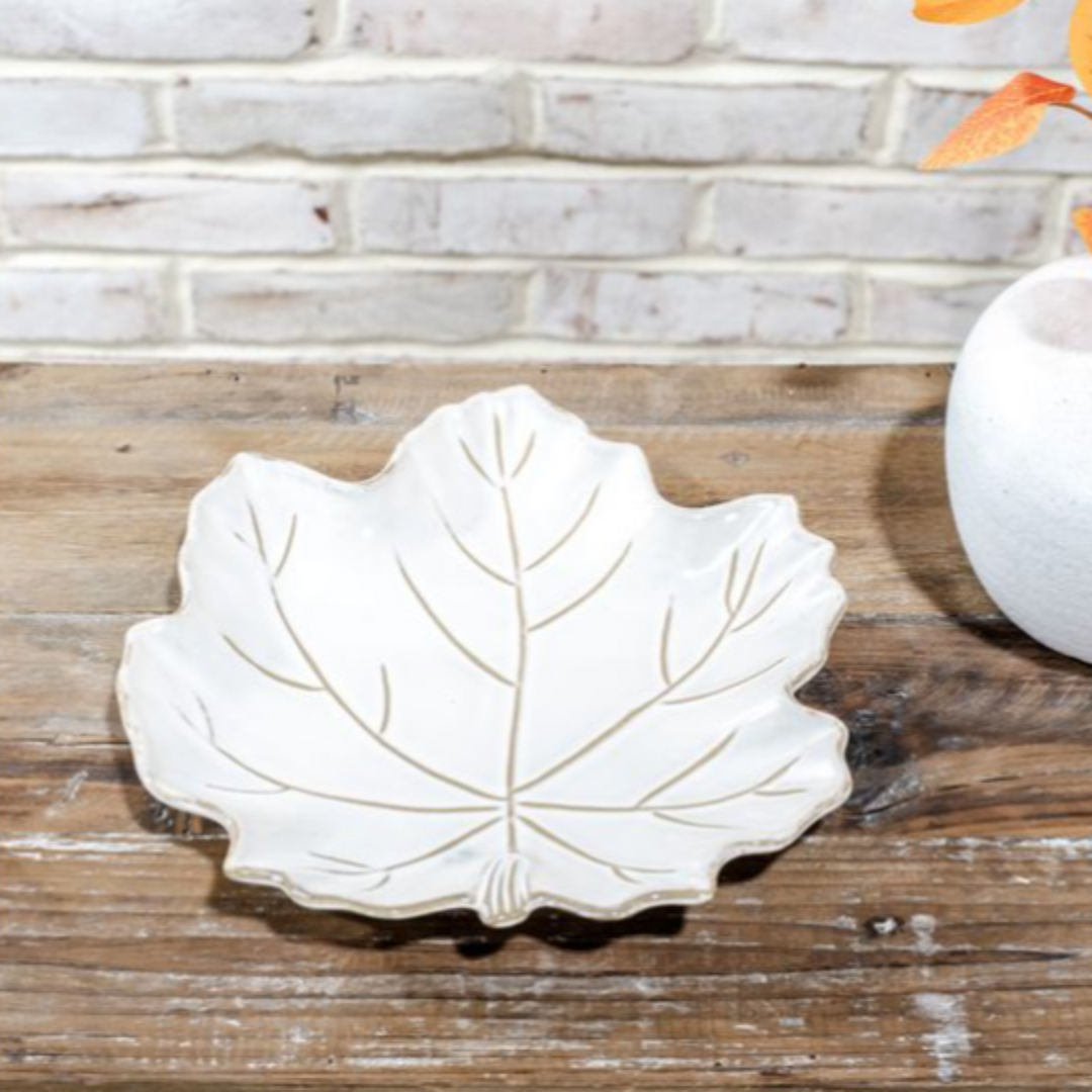 White Glazed Leaf Plate