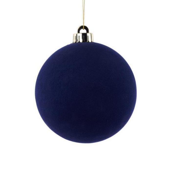 Navy Blue Flocked Ball Ornament