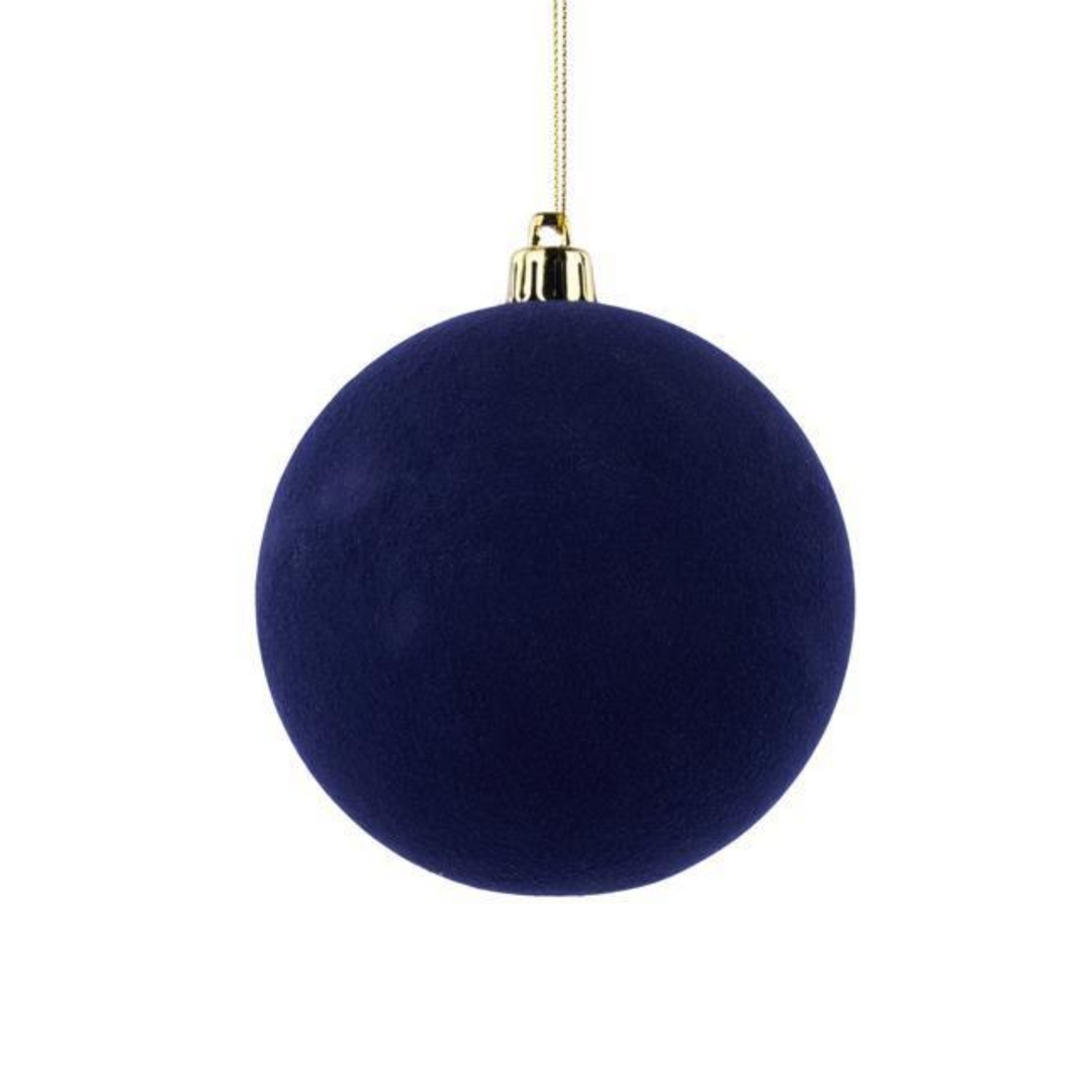 Navy Blue Flocked Ball Ornament