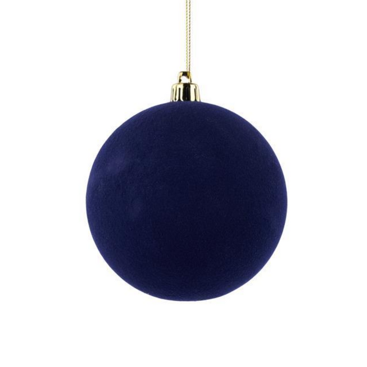Navy Blue Flocked Ball Ornament
