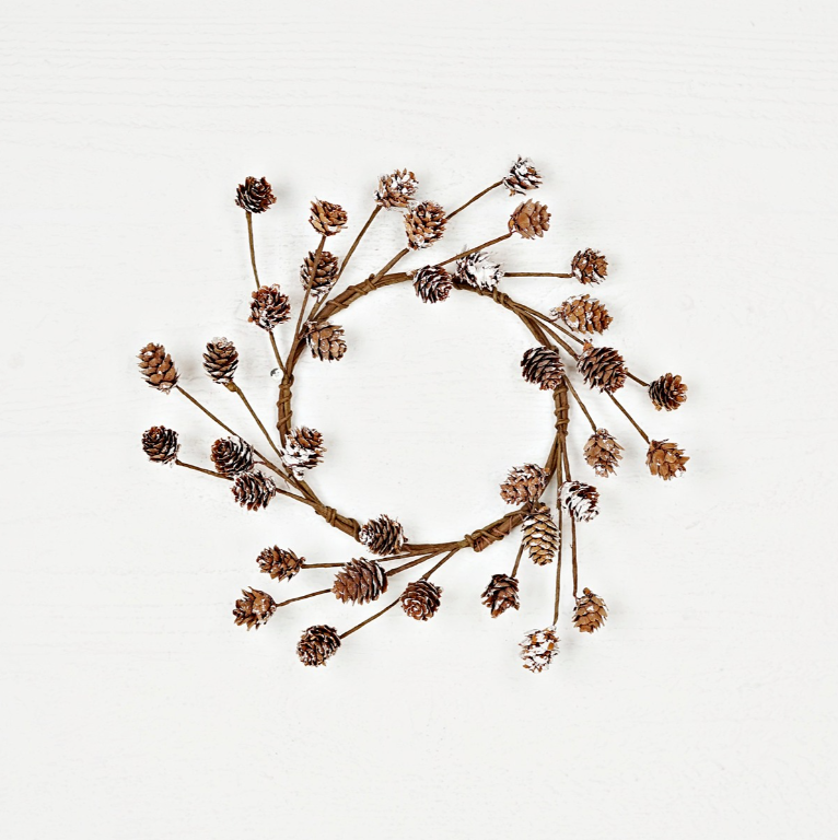 Flocked Natural Birch Cone Candle Ring