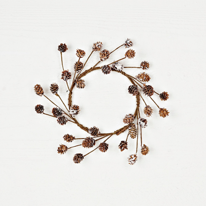 Flocked Natural Birch Cone Candle Ring