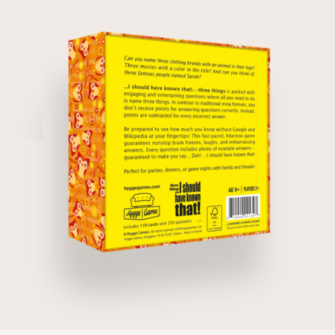 Three Things - I Should Have Known That Card Game