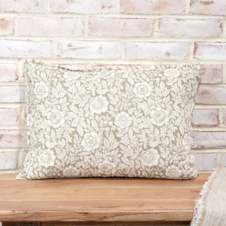 Beige Floral & Leaf Pillow