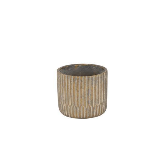 Ribbed Natural Cement Planter