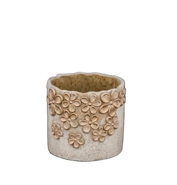 Antique Gold Flower Cement Pot