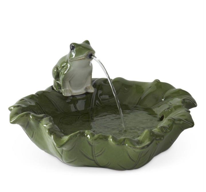 Lily Pad & Frog Ceramic Fountain