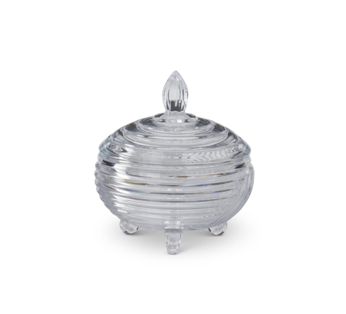 Glass Footed Dish & Lid