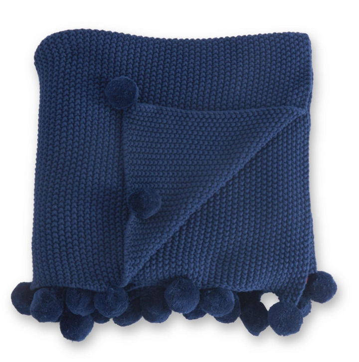 Pom Pom Stitch Knit Cotton Throw