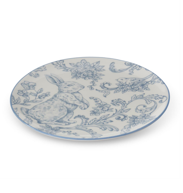 Blue & White Bunny Dolomite Plate