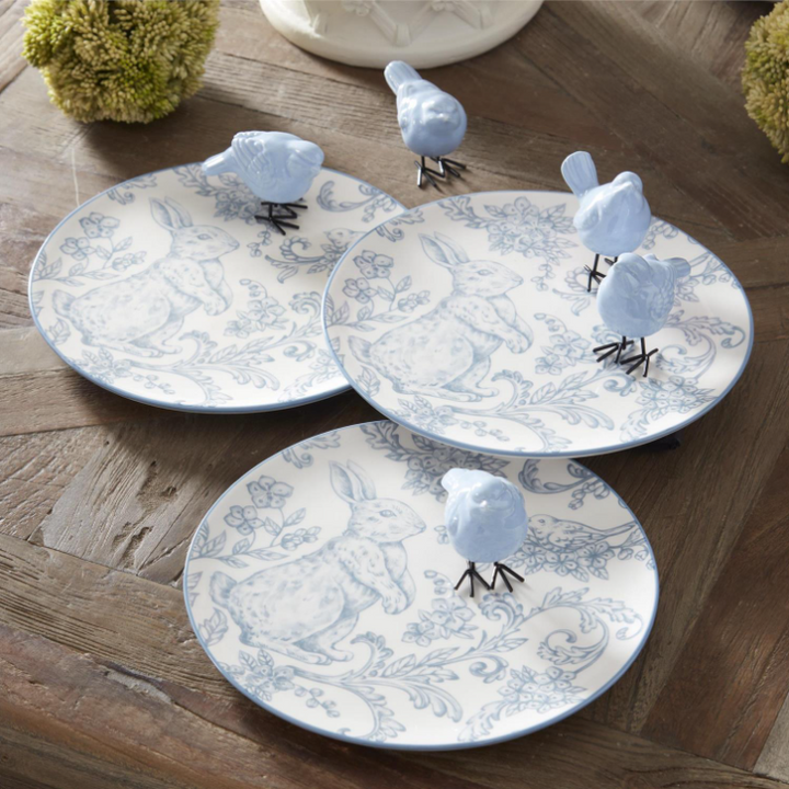 Blue & White Bunny Dolomite Plate