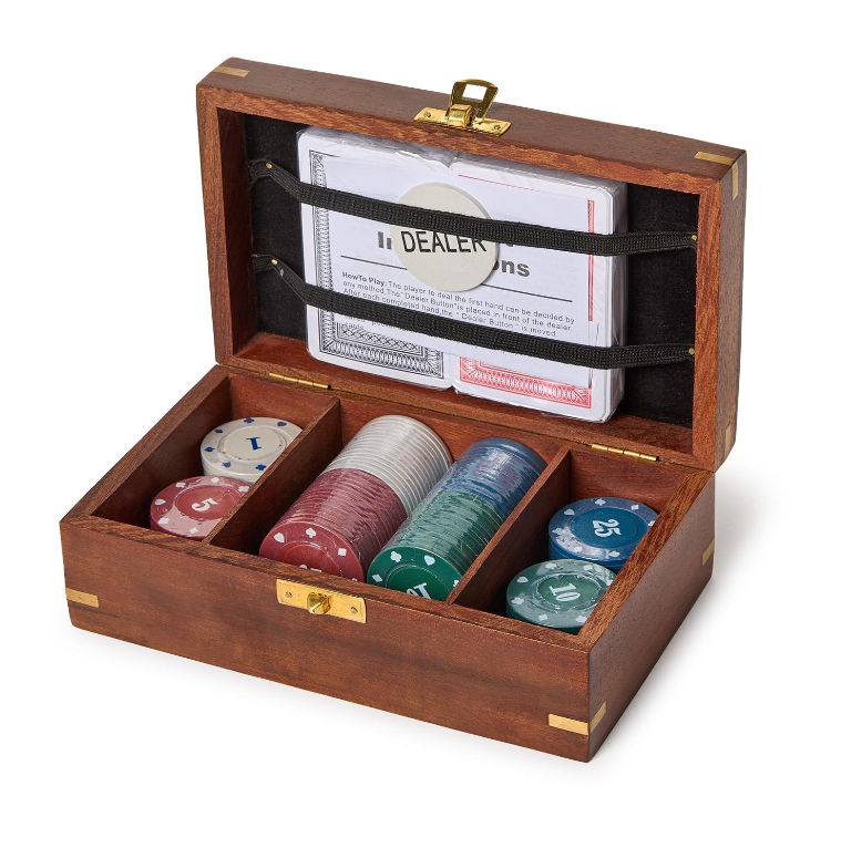 Wooden Boxed Poker Set