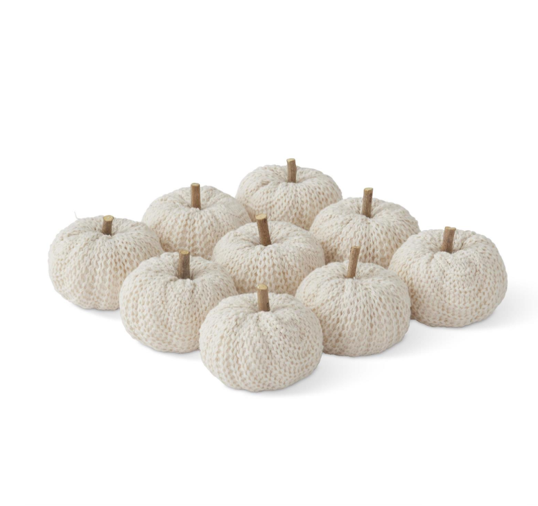Cream Knit Mini Pumpkin