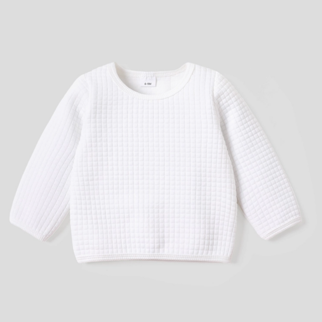 Waffle Textured Pullover Sweatshirt