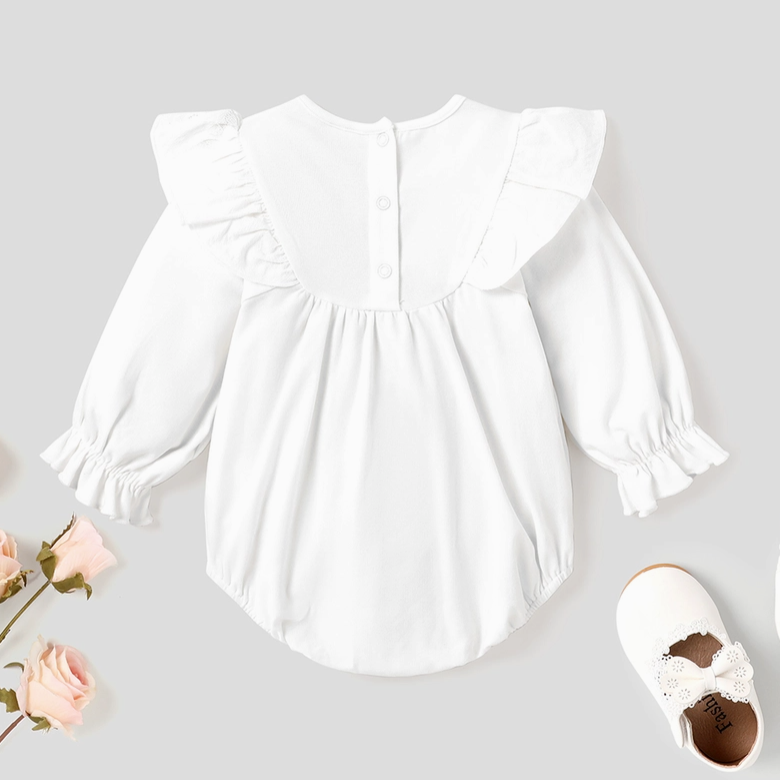 Butterfly Embroidered Ruffle Romper