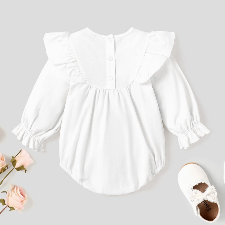 Butterfly Embroidered Ruffle Romper