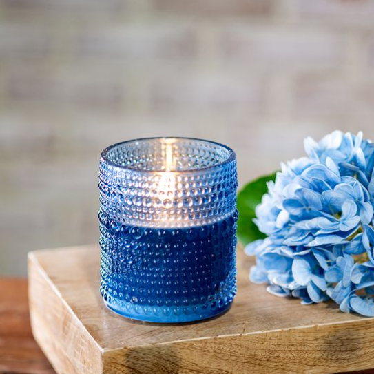 Blue Beaded Glass LED Candle