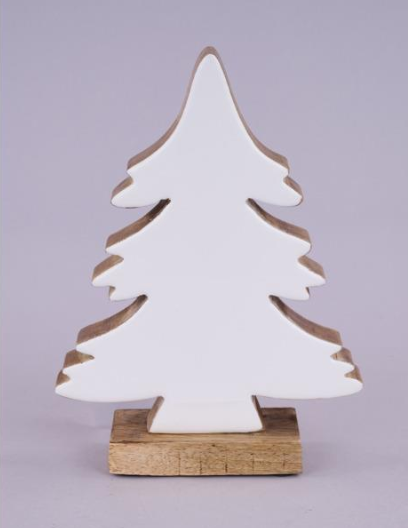 White Enameled Mango Wood Tree