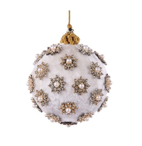Velvet Flower Jeweled Ornament